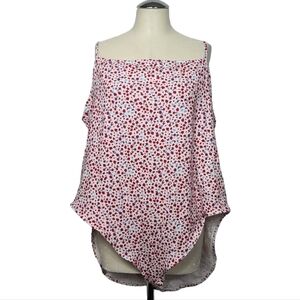 Old Navy Americana White Red Blue Floral Print Spaghetti Strap Bodysuit 4X